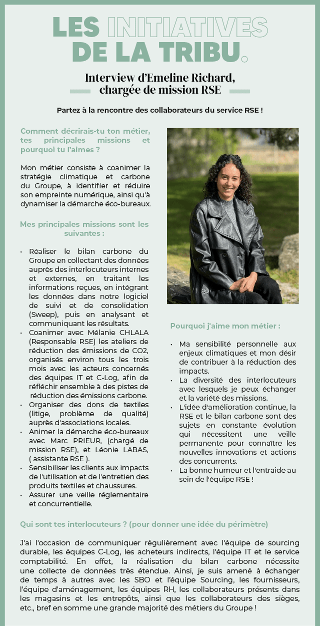 LES INITIATIVES DE LA TRIBU - Interview d’Emeline Richard, chargée de mission RSE