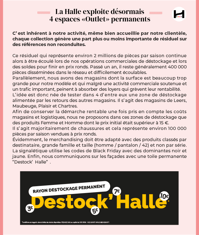 La Halle exploite désormais 4 espaces «Outlet» permanents